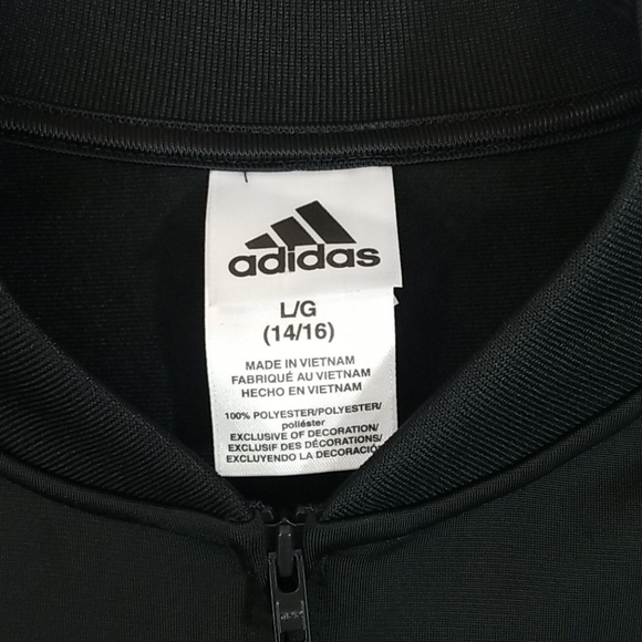 ADIDAS Kids Track Jacket Black & Gray White size Large NEW - Picture 8 of 10